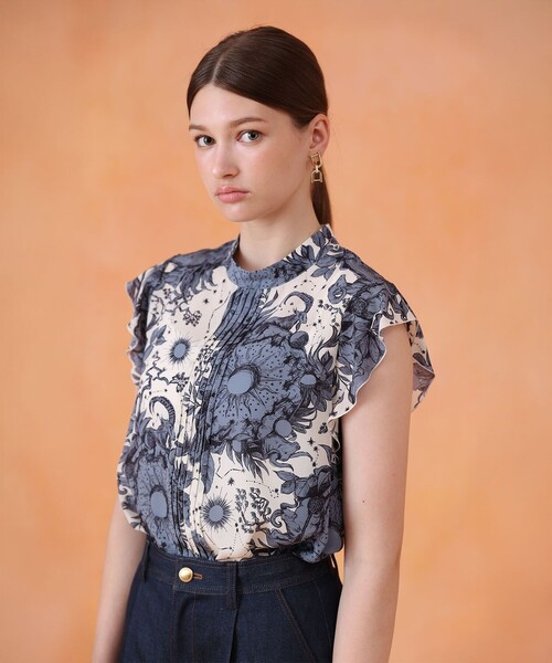 セール】コンスティレーションプリントボウタイブラウス（シャツ