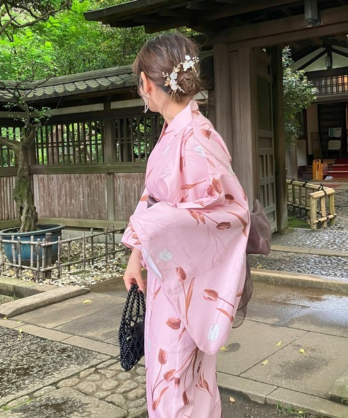 セール】◎花柄2wayセパレート浴衣 3点セット(キャミワンピース