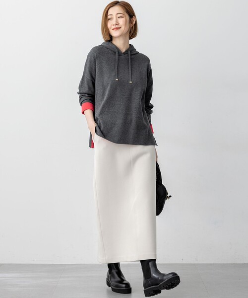 セール】【洗える】ダブルフェイスニット パーカー（パーカー）｜23区