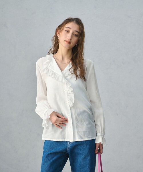 フリルカラー 2WAY ブラウス ‐ウォッシャブル‐（シャツ/ブラウス