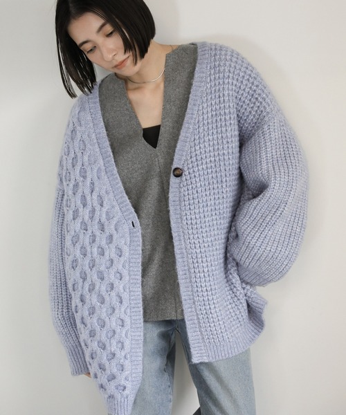 セール】アシンメトリーオーバーニットカーディガン（カーディガン