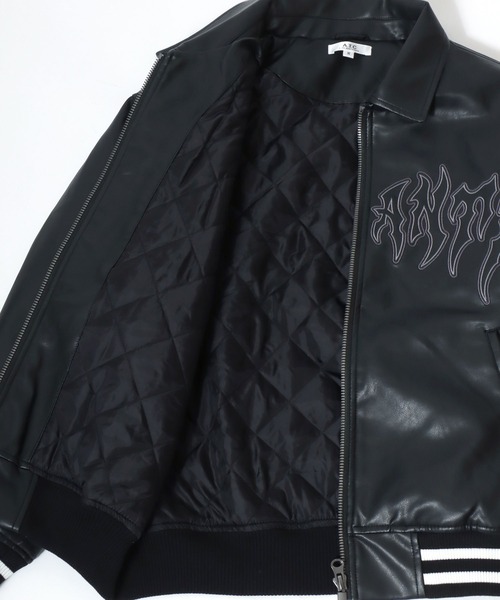 セール】グランジテイストなトライバルロゴ刺繍 フェイクレザー