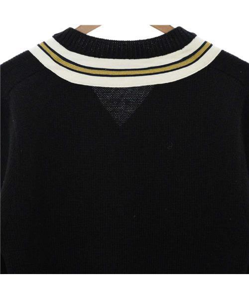 ブランド古着】アップリケVネックニット 蜂ワッペンセーター（ニット