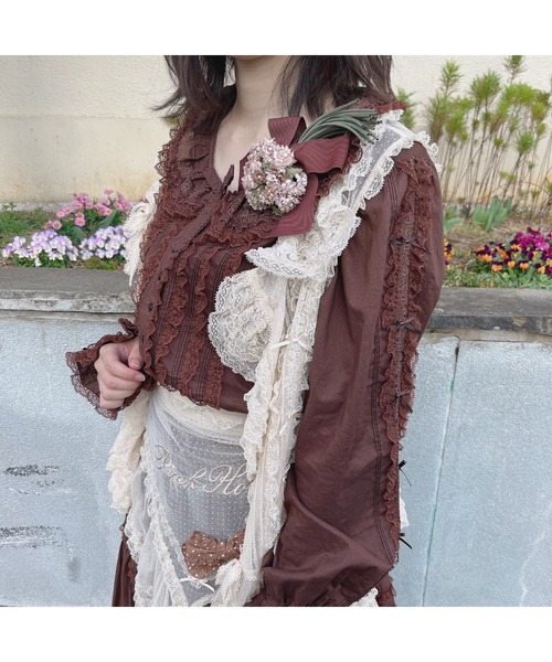 PINK HOUSE（ピンクハウス）の「レース＆リボン使いローンブラウス