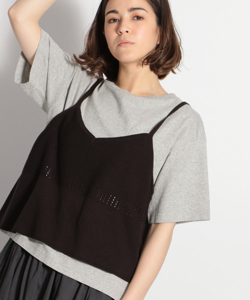 niko and（ニコアンド）の「レースアップニットキャミ