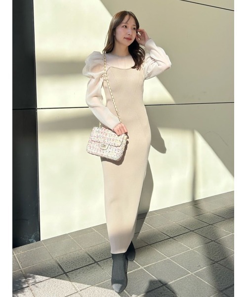 FRAY I.D（フレイアイディー）の「オーガンスリーブニットコンビ