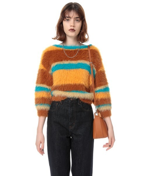 SLY（スライ）の「MINK LIKE H/S BORDER TOPS/ハーフスリーブボーダー