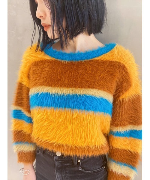 SLY（スライ）の「MINK LIKE H/S BORDER TOPS/ハーフスリーブボーダー