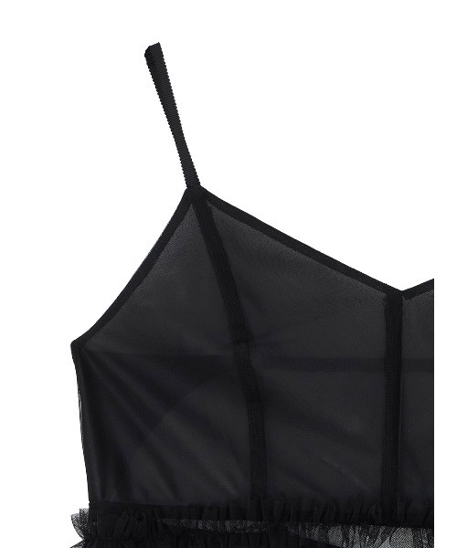 Ameri（アメリ）の「BLACK TULLE RAFFLE CAMI TOP（その他トップス
