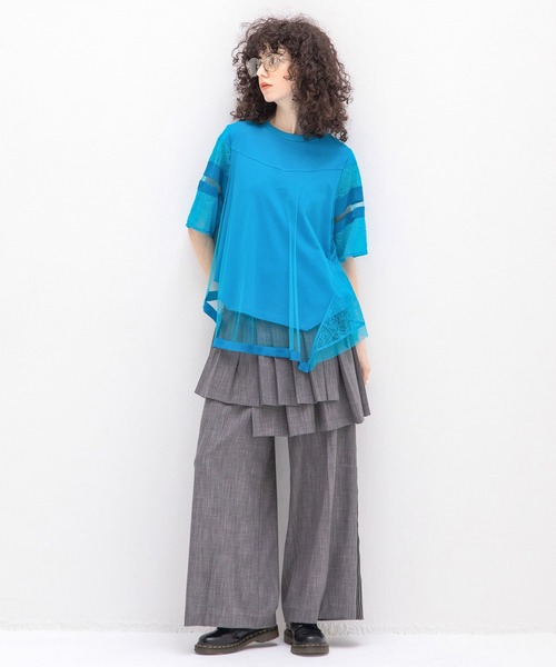 プリーツスカートレイヤードパンツ（スラックス）｜AULA AILA