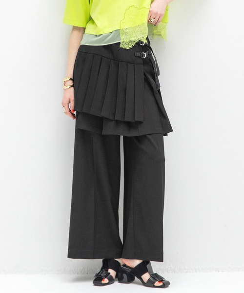 プリーツスカートレイヤードパンツ（スラックス）｜AULA AILA
