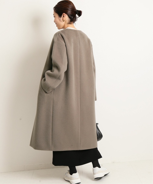 セール】ラムウールノーカラーロングコート◇（ノーカラーコート
