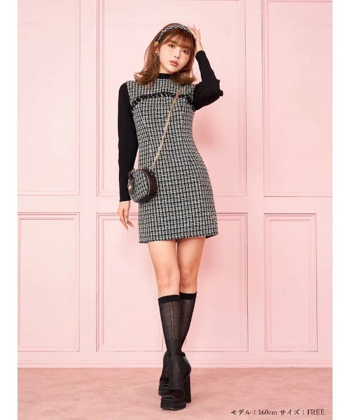 Darich（ダーリッチ）の「ニットドッキングツイードミニワンピース
