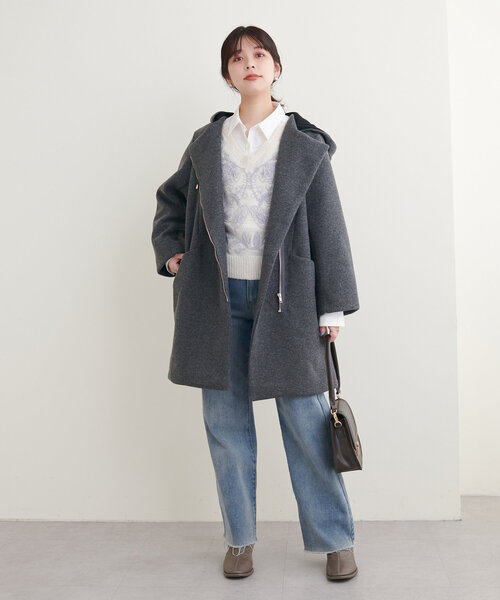 natural couture（ナチュラルクチュール）の「フードZIPミドル丈コート
