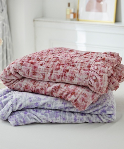 ツイード柄フリル毛布&ブランケット│ブランケット【フルーエ/大人