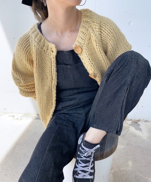 セール】ハンドニットウールブレンドカーディガン（comochi original