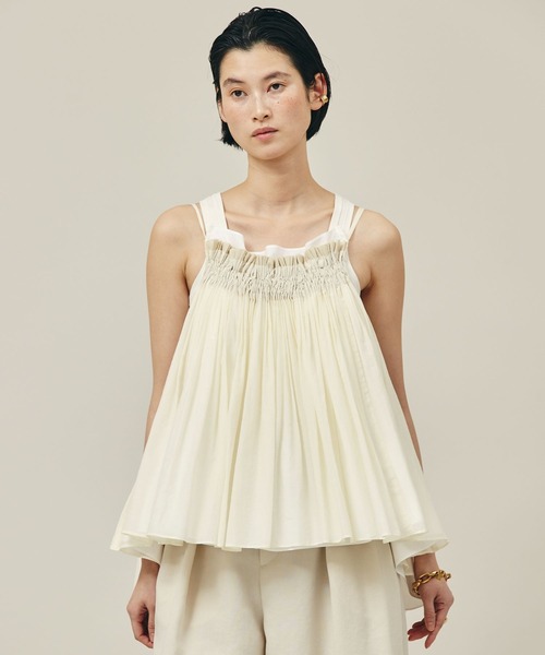 Curensologyコットンシルクギャザーキャミソール