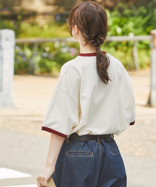 ヴィンテージライク アソートプリント リンガー半袖Tシャツ MONO-MART