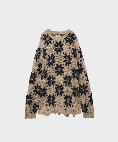 BED J.W. FOR/ベッドフォード】Snow Pattern Crew Neck Knit（ニット