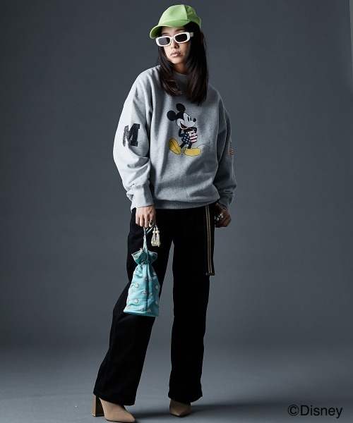 セール】ディズニー ミッキー/綿100％裏起毛ヴィンテージ風トレーナー