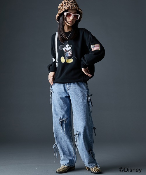 セール】ディズニー ミッキー/綿100％裏起毛ヴィンテージ風トレーナー