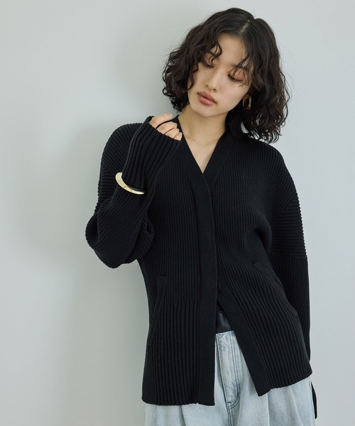 セール】【洗える】フォルムリブカーディガン（カーディガン/ボレロ