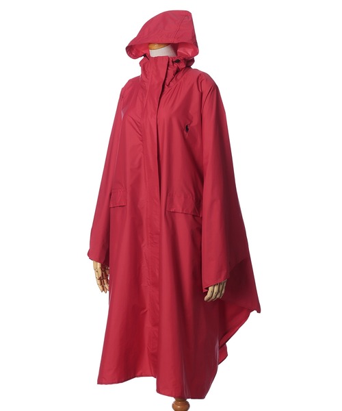 レインポンチョ 撥水 ロング丈 ”POLO ポケッタブル”（レインコート