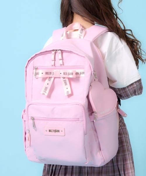 セール】約21L ハートポーチつきロゴリボンリュック（バックパック