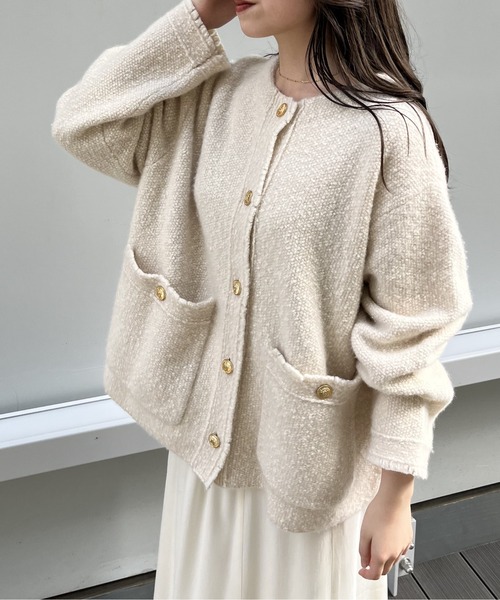 A part by（アパートバイ）の「ラクーンコンツィードカーディガン