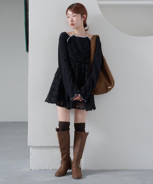 Kastane（カスタネ）の「【前後2WAY】ウェーブ刺繍チュールチュニック