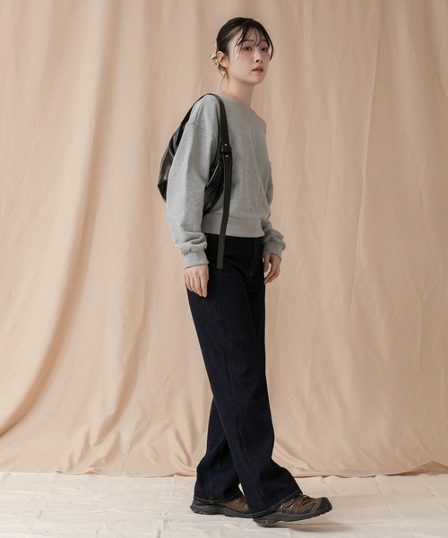 オフショルダースウェットトップス/クロップド 長袖 ノームコア シティ