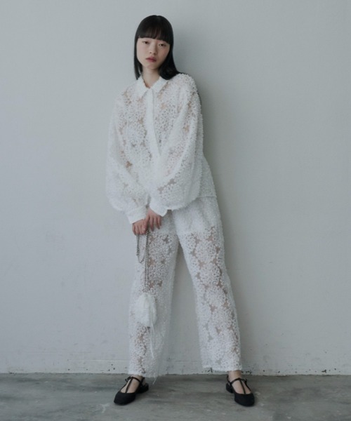 PERNA（ペルナ）の「フラワーフリルレースシャツ（シャツ/ブラウス