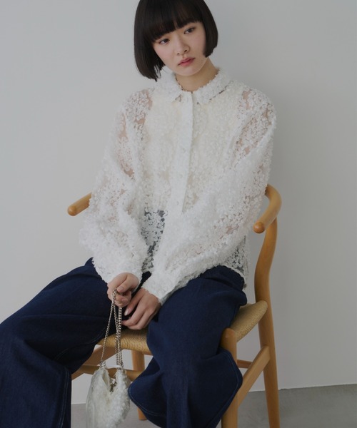 PERNA（ペルナ）の「フラワーフリルレースシャツ（シャツ/ブラウス