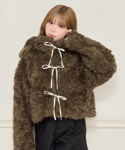 セール】リボンシャギーブルゾン（ブルゾン）｜apres jour（アプレ