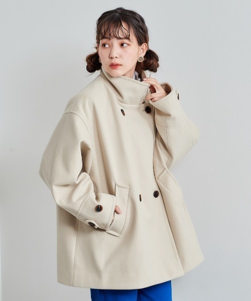 ハイネックショートコート ハイネックショートコート - ベージュ