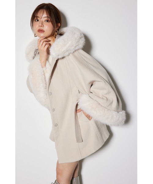 rienda（リエンダ）の「ウールミックスフードポンチョコート（ポンチョ