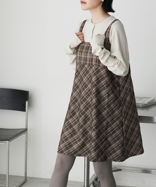 forksy.】前後2wayチェック柄ミニワンピース/チュニック forksy.│MONO