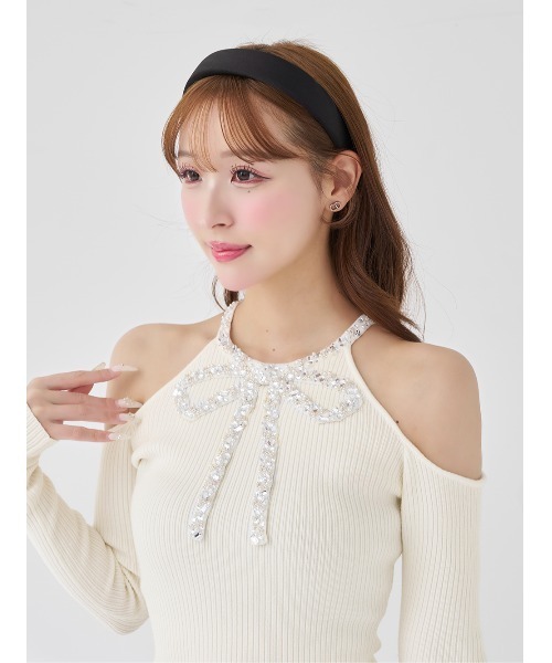 リボンビジューアメスリニットトップス（ニット/セーター）｜Darich