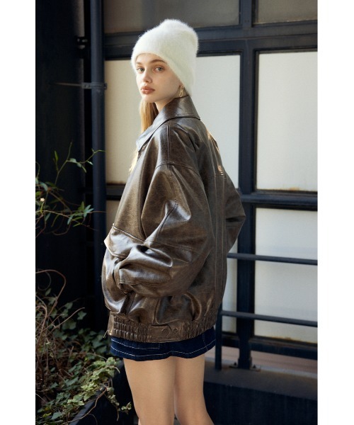 SLY（スライ）の「FAUX LEATHER ZIP UP BZ フォー レザー ジップアップ