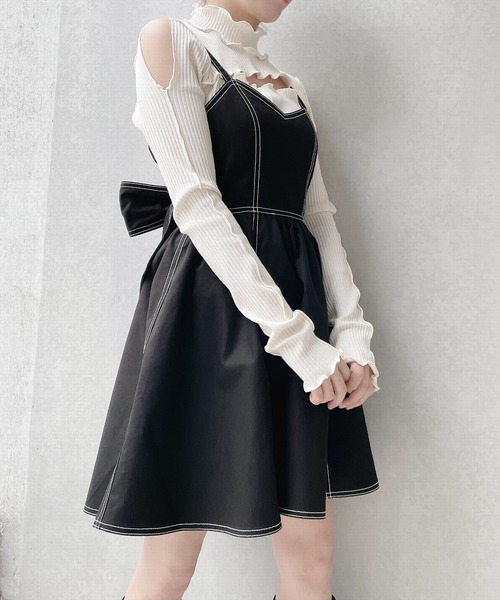 lilLilly（リルリリー）の「バックリボンデニムワンピース（ワンピース