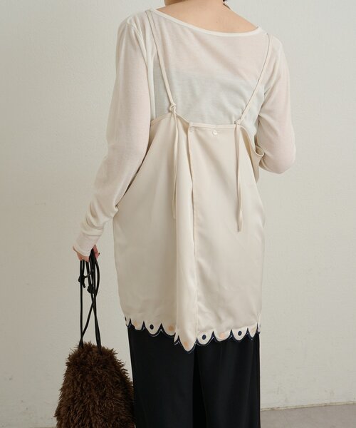 セール】サテン刺繍キャミチュニック（キャミソール）｜Omekashi