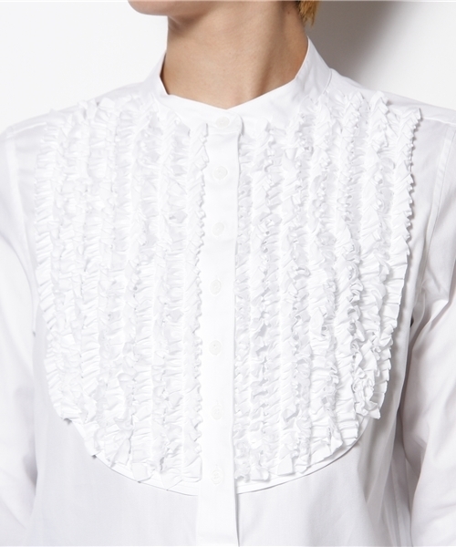 Drawer（ドゥロワー）の「DRAWER コットン ホワイトフリルシャツ