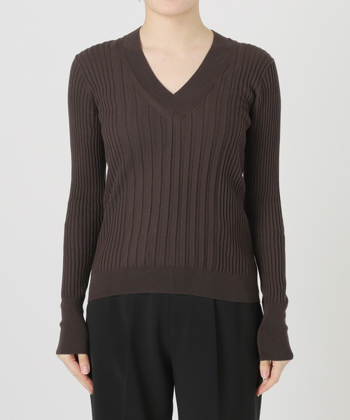 イタリア糸 リブVネックプルオーバー（ニット/セーター）｜VERMEIL par