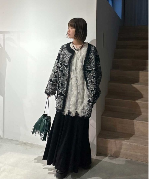 セール】RUG PATTERN KNIT JACKET（ノーカラージャケット）｜Ameri