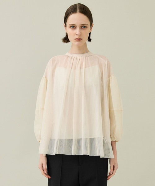 CLANE/クラネ】SHEER TULLE BALLOON SLEEVE TOPS/シアーチュール