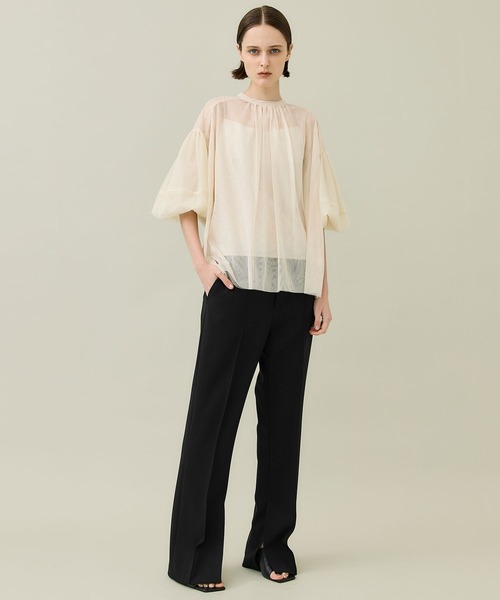 CLANE/クラネ】SHEER TULLE BALLOON SLEEVE TOPS/シアーチュール