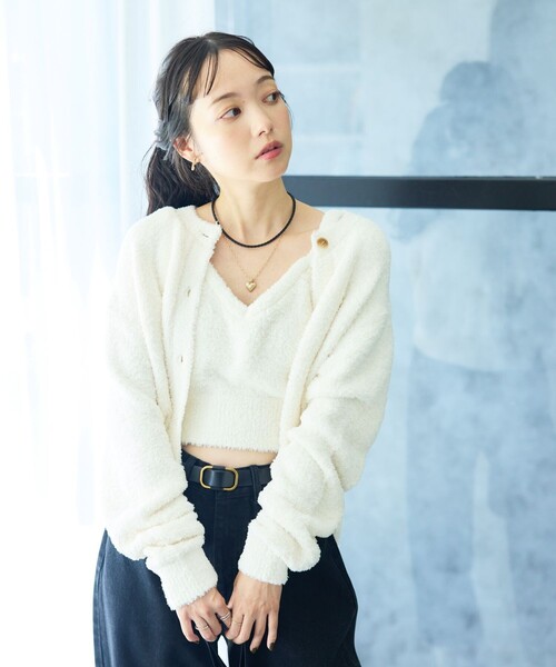 セール】フラッフィー ニット ショートカーディガン（カーディガン