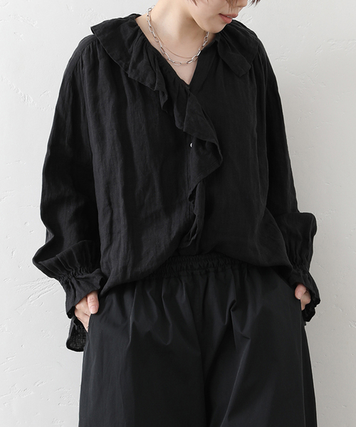 フレンチリネン フリルパフブラウス（シャツ/ブラウス）｜JOURNAL