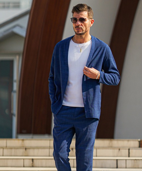 セール】【SOMEDIFF】リネンライクブッチャーカーディガンセットアップ