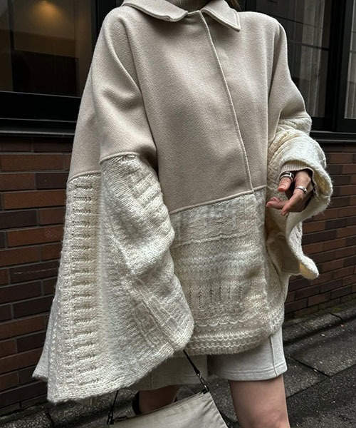 WILLFULLY（ウィルフリー）の「jacquard knit docking poncho CO